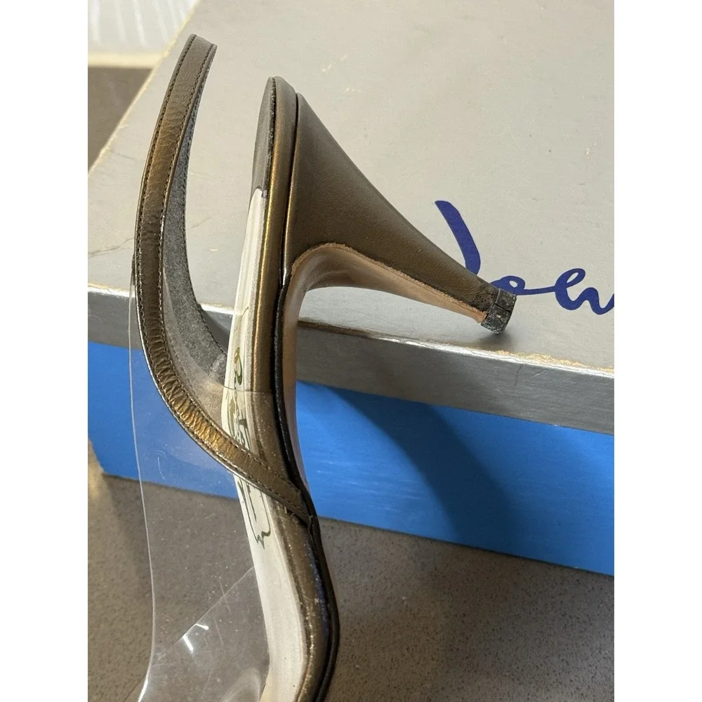 Vintage John Jerro Women's Shoe Clear/Bronze Metallic Sling Backs 8S MCM GUC